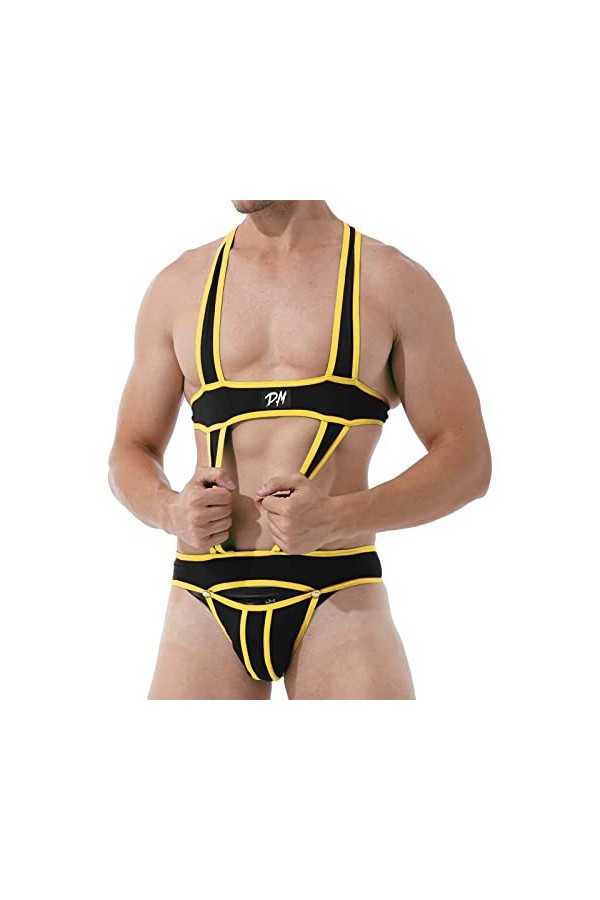 Hommes Sissy String Sexy Pochette À Boucle pour Homme Jockstrap Culotte pour Homme Sexy String Une Pièce Polyester Érot