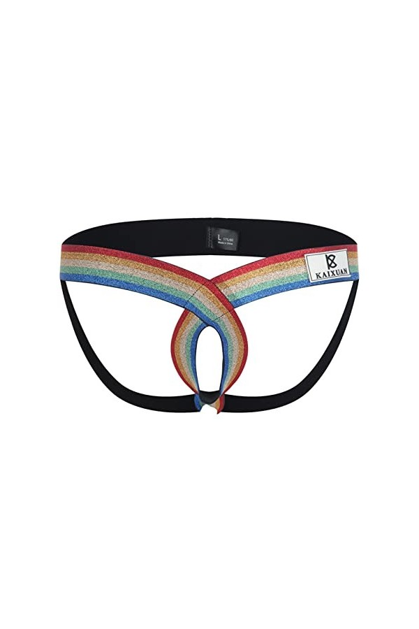 HYQPAI String Sexy pour Hommes, Jockstrap Personnalité String O-Ring Ouvert Avant Taille Basse sous-Vêtements Gay Serré Élast