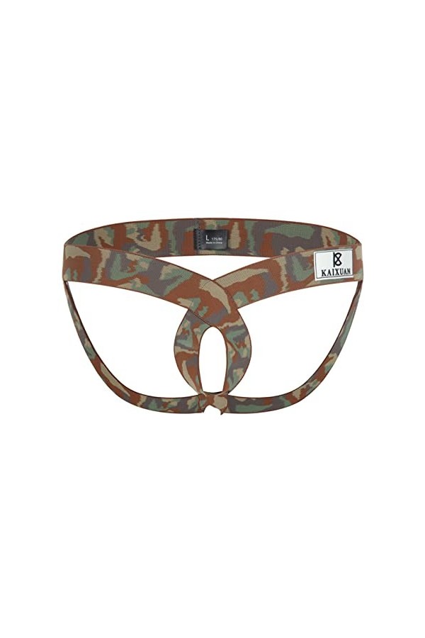 HYQPAI String Sexy pour Hommes, Jockstrap Personnalité String O-Ring Ouvert Avant Taille Basse sous-Vêtements Gay Serré Élast