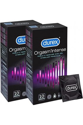 Durex - 20 Préservatifs Extra Lubrifiés Stimulants et Texturés - Avec Gel Desirex - Lot de 2 x 10 pièces