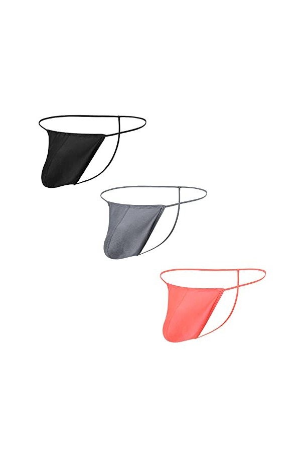 BIATWOWR String sexy pour homme avec poche bombée réglable taille basse sans étiquette améliorée, 1 bleu., XL