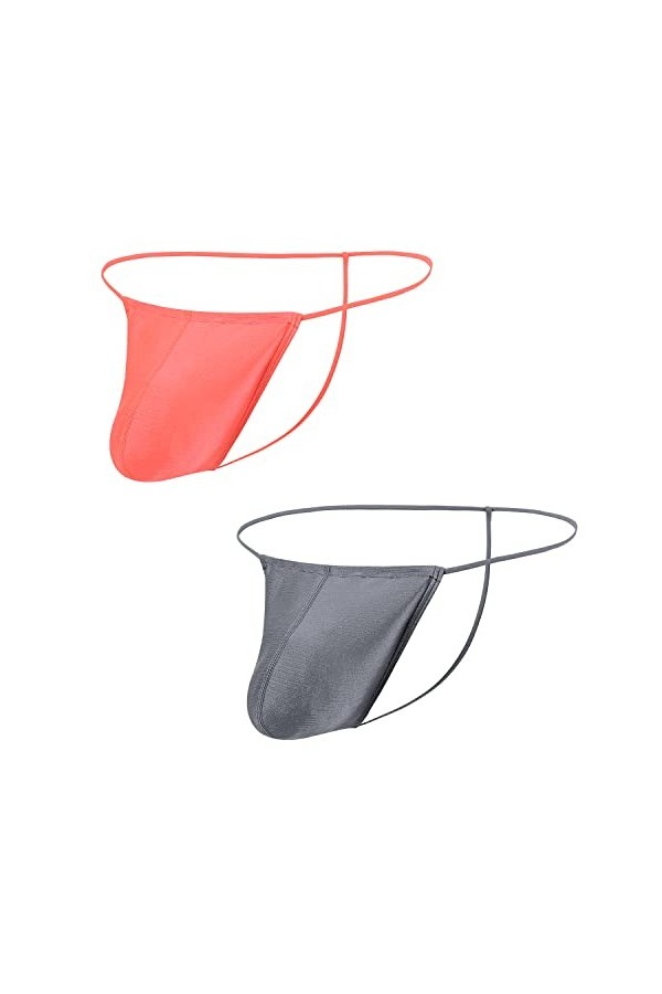 BIATWOWR String sexy pour homme avec poche bombée réglable taille basse sans étiquette améliorée, 1 bleu., XL