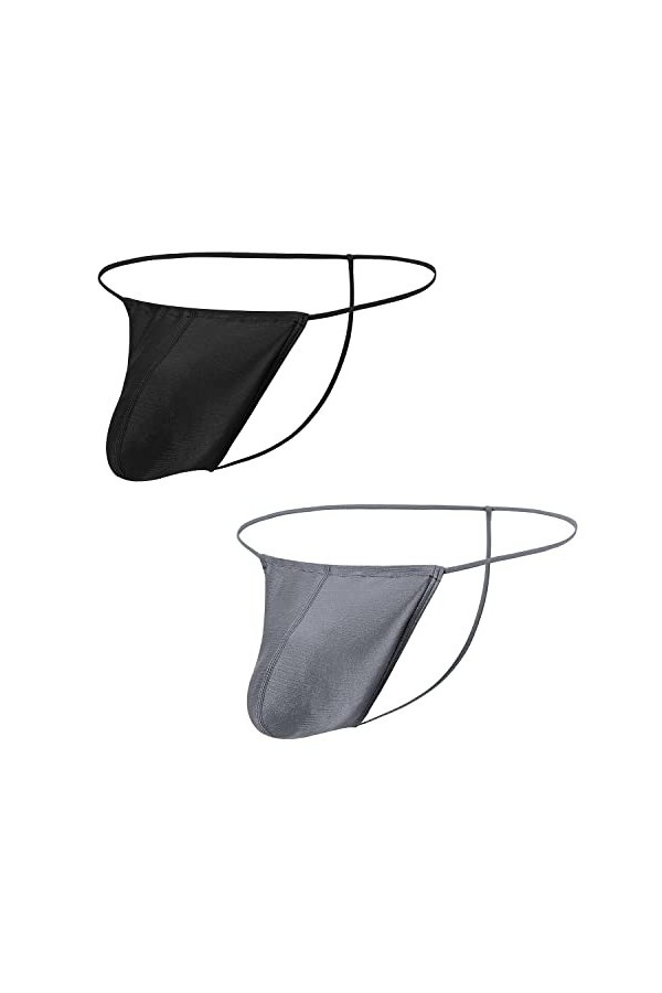 BIATWOWR String sexy pour homme avec poche bombée réglable taille basse sans étiquette améliorée, 1 bleu., XL