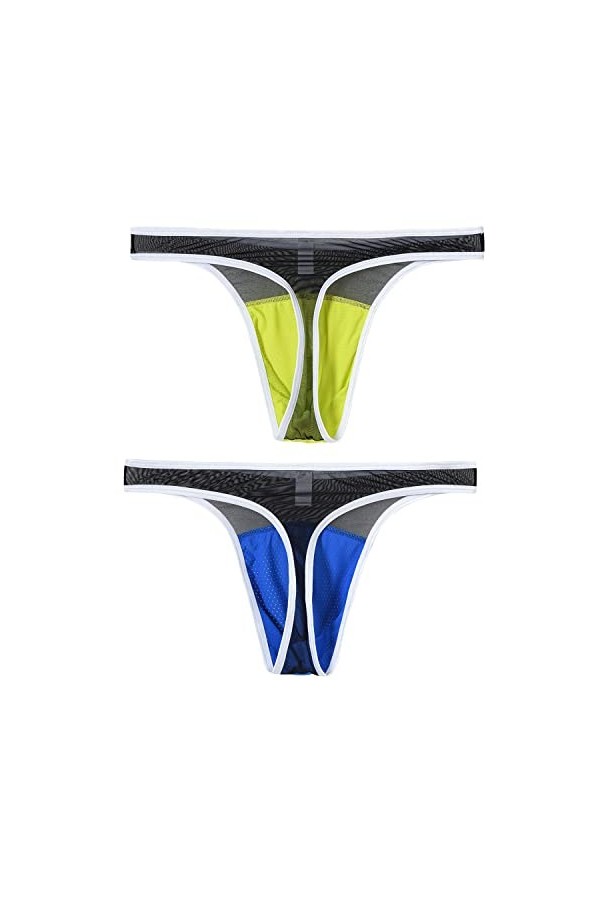 BIATWOWR Sous-vêtements sexy pour homme - String avant bombé - Poche renforcée - String et cordes G - Lot de sous-vêtements p