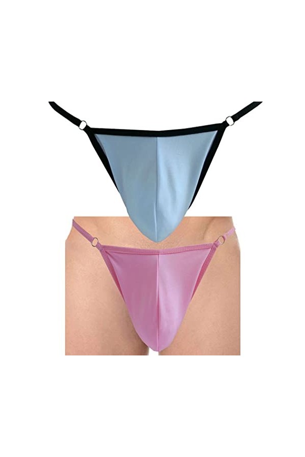 Anzhee String pour homme - String pour homme - Sous-vêtements sexy C - String, Rose + blanc/noir, taille unique