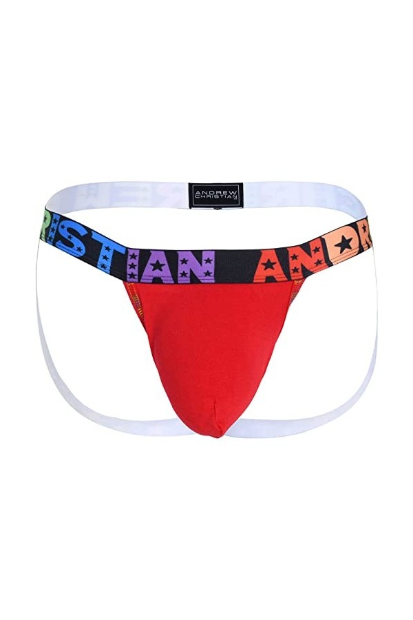 Andrew Christian Almost Naked Pride Cotton Jock Rouge - Taille XL - Jock Strap Strings sous-vêtement Homme