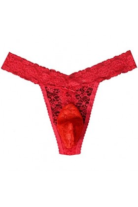 Fnho String Homme Dentelle Sexy,String Homme Coton Doux en Serie,sous-vêtements en Dentelle Southam, String Sexy Respirant Gr