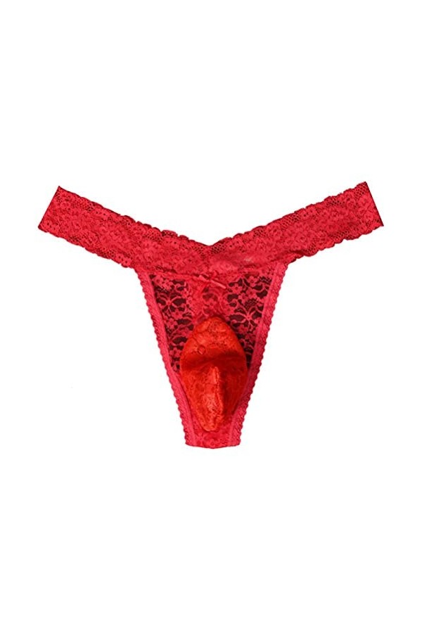 Fnho String Homme Dentelle Sexy,String Homme Coton Doux en Serie,sous-vêtements en Dentelle Southam, String Sexy Respirant Gr