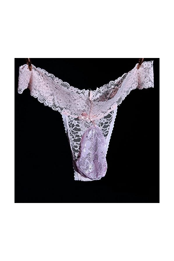 Fnho String Homme Dentelle Sexy,String Homme Coton Doux en Serie,sous-vêtements en Dentelle Southam, String Sexy Respirant Gr