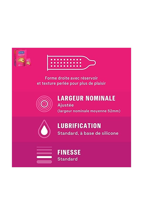 DUREX - Lot de 2 boîtes de Préservatifs - Pleasure Ultra x16 et OrgasmIntense x10