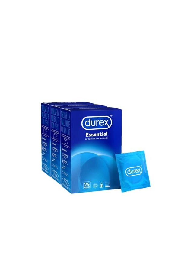 Durex- Lot de 2 Boîtes de Préservatifs Essential - 24 Pièces 72 Préservatifs