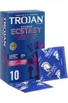 Trojan Double Ecstasy, Préservatifs Doublement Lubrifiés et Ultra Nervurés, Latex Haute Qualité - Boîte de 10