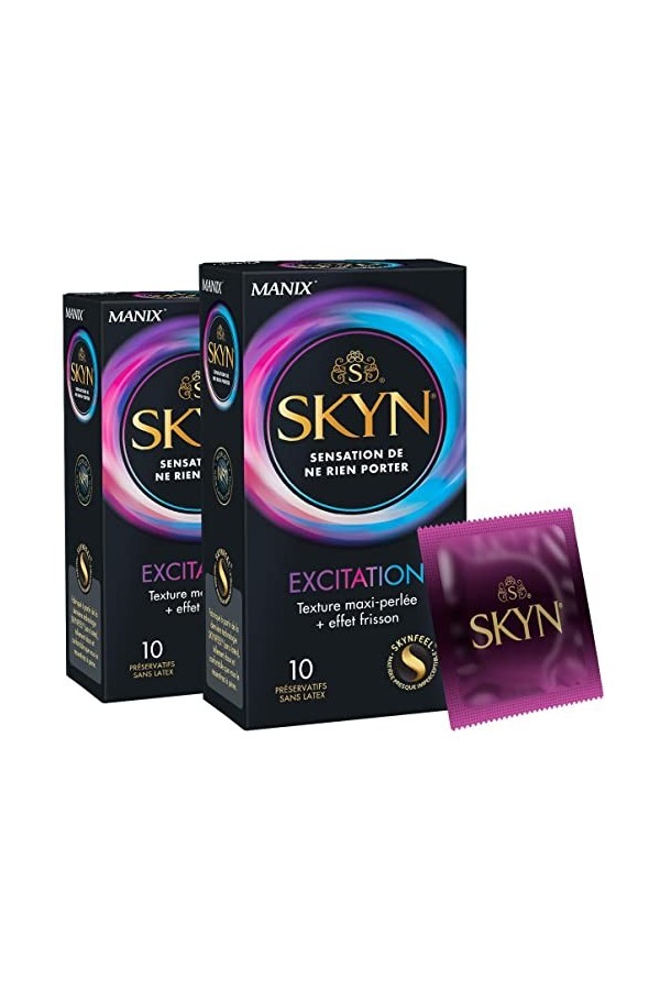 Skyn - Pack 20 Préservatifs Exitation Sans latex Maxi perlé - Effet Frisson