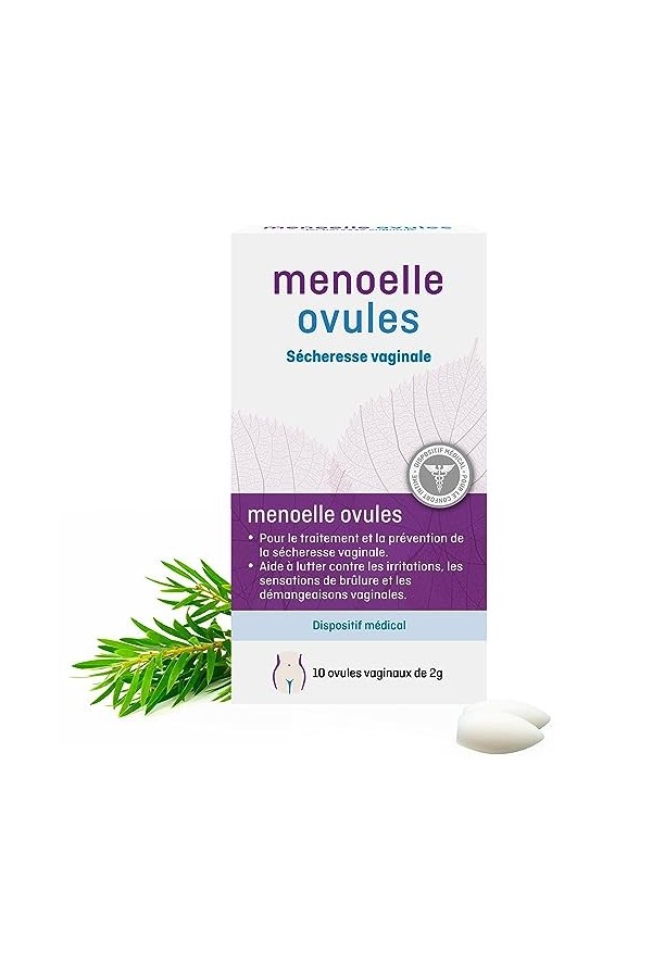 Menoelle - 10 Ovules Vaginaux - Traitement Sécheresse Vaginale et Vaginose Bactérienne - Naturel & Sans Hormones - Restaurati