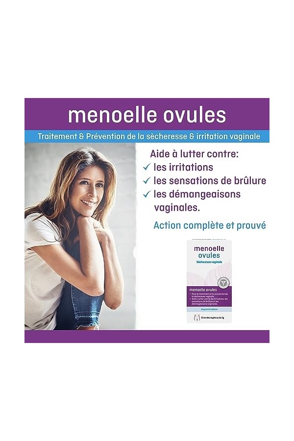 Menoelle - 10 Ovules Vaginaux - Traitement Sécheresse Vaginale et Vaginose Bactérienne - Naturel & Sans Hormones - Restaurati