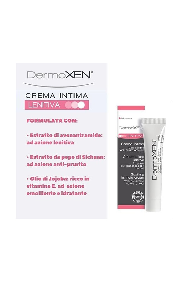 DermoXEN Crème intime LÉNITIVE protège et soulage les parties extérieures intimes de conditions telles que démangeaisons, rou