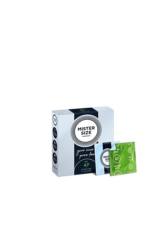MISTER SIZE Préservatifs Ultra fins Très Fins et Extra Lubrifiés / Préservatifs Hommes Fins à Votre Taille 47 mm, Paquet de