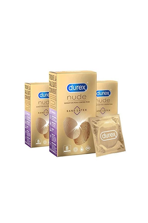Durex Préservatifs Nude Sans Latex - Sensation Peau contre Peau 24 Préservatifs Nude sans latex 24 Préservatifs 