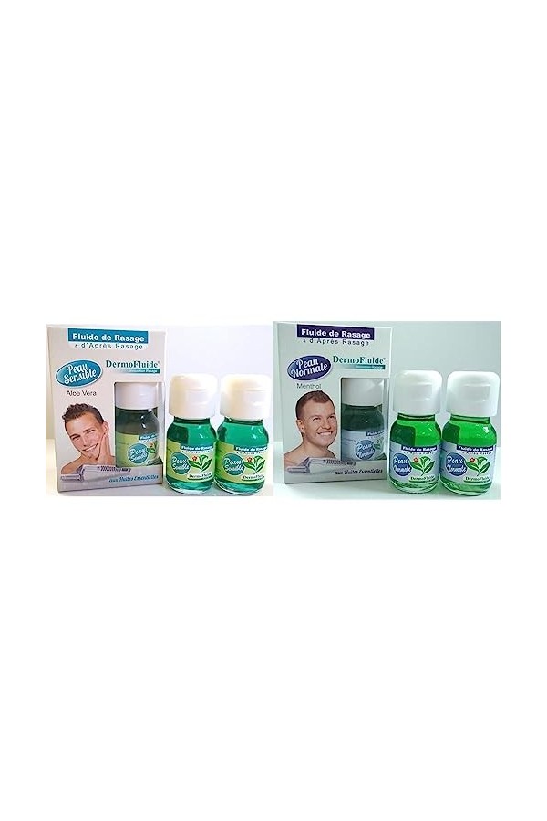 DermoFluide Pack Duo Peau Sensible Aloe Vera 60 ml & Pack Duo Peau Normale Fraîcheur Menthol 60 ml