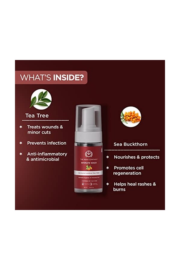 The Man Company Intimo Intimate Wash for Men with Tea Tree Oil, Sea Buck Thorn Oil, Aloe Vera & Neem Extract, Prevents Bad Od