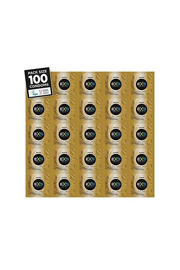 EXS – Lot de 100 préservatifs magnum en latex, taille XL