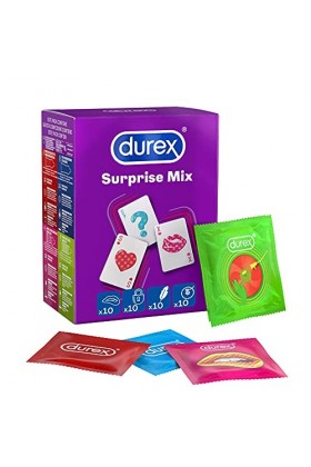 Durex Surprise - Mélange de 40 préservatifs assortis, stimulants pour Elle
