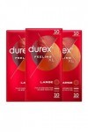 Durex FEELING XL - 10 Préservatifs Fins et Extra Large pour Homme 30 Préservatifs 