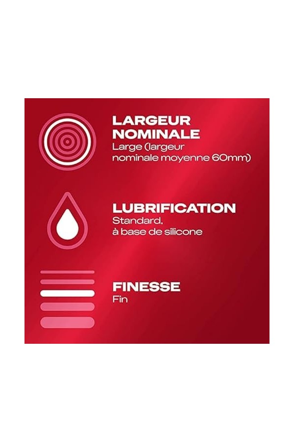 Durex FEELING XL - 10 Préservatifs Fins et Extra Large pour Homme 30 Préservatifs 