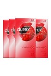 Durex - Lot de 48 Préservatifs Sexy Fraise - Extra Lubrifié Saveur Fraise