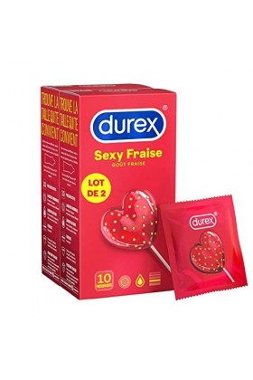 Durex - Préservatifs Sexy Fraise - 10 Préservatifs Parfumés 20 Préservatifs 