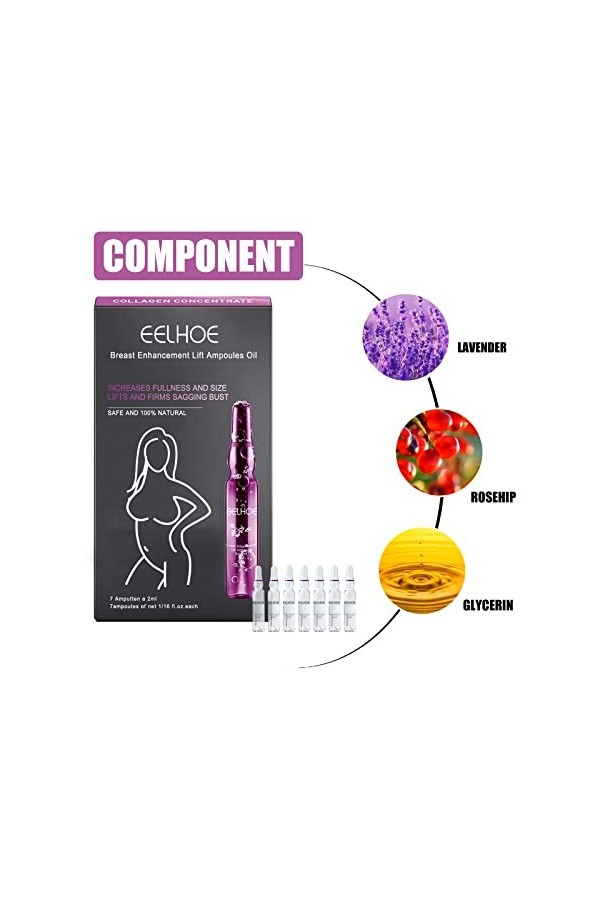 2ml*7pcs Sérums Raffermissant Buste, Huile DAgrandissement Du Sein, Huile De Massage Buste Pour Femme, Essence De Soin Pour