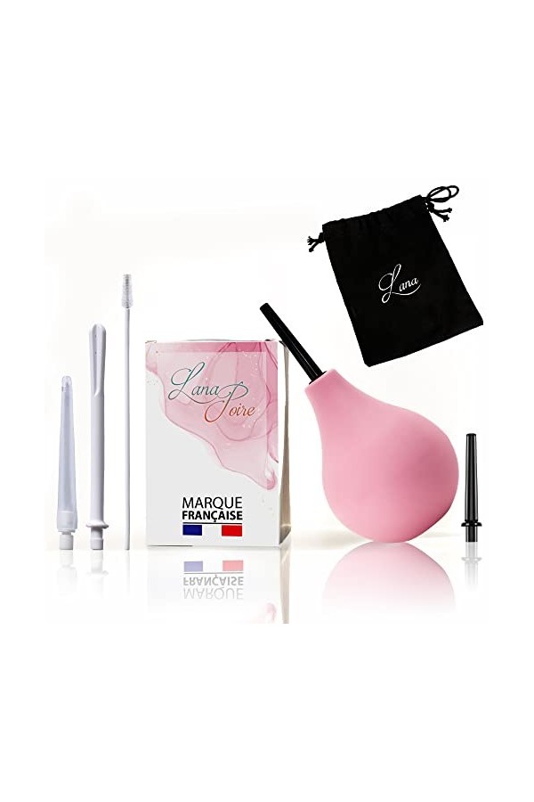 Lana Poire | Poire de Lavement Intime Anale & Vaginale 224ml - 4 Canules - Brosse Nettoyage - sac Inclus | En Silicone Médica
