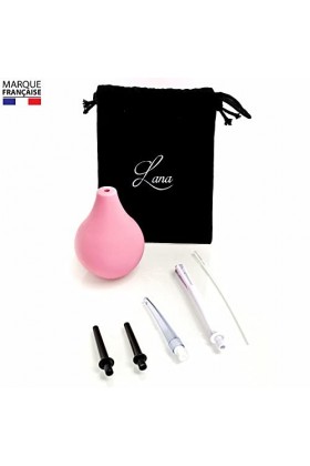 Lana Poire | Poire de Lavement Intime Anale & Vaginale 224ml - 4 Canules - Brosse Nettoyage - sac Inclus | En Silicone Médica