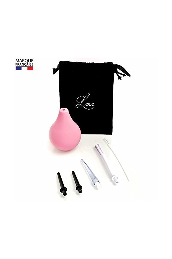 Lana Poire | Poire de Lavement Intime Anale & Vaginale 224ml - 4 Canules - Brosse Nettoyage - sac Inclus | En Silicone Médica