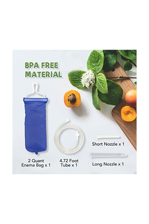 TopQuaFocus Kit de sac de lavement en PVC pour le nettoyage du côlon 2L pour le nettoyage de la douche pour hommes et femmes