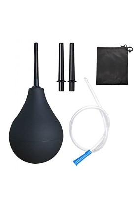 MIVAIUN 224 ml Poire À Lavement pour homme et femme, Kit De Douche Intime En Silicone avec 2 buses, 1 Souple tubes du colon, 