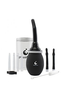 TopQuaFocus Grande ampoule de lavement pour homme et femme - 411 g - Sans BPA ni phtalates - Noir