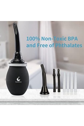 TopQuaFocus Grande ampoule de lavement pour homme et femme - 411 g - Sans BPA ni phtalates - Noir