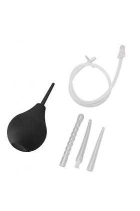 FOLOSAFENAR Douche anale Propre, kit dampoule de Douche de Lavement Noir en Silicone Souple Portable Facile à Utiliser avec 