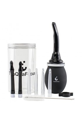 TopQuaFocus Kit de lavement à grande ampoule de lavement Kit de douche anti-retour avec capacité de 14 oz / 420 ml 7 embouts 