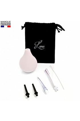 Lana Poire | Poire de Lavement Intime Anale & Vaginale 224ml - 4 Canules - Brosse Nettoyage - sac Inclus | En Silicone Médica
