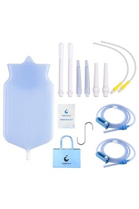 TopQuaFocus Kit de sac de lavement en silicone – 2 ensembles de tuyau remplaçable de 2 m avec valve de contrôle du débit de p