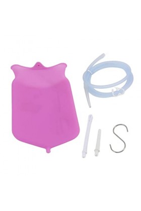 Kit de sac de lavement en silicone, kit portable de nettoyage du côlon non professionnel, grande capacité, débit réglable pou