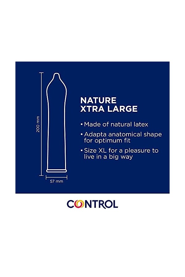 Control Préservatifs Nature XL Boîte Pack Économie 24 préservatifs Taille plus grande, Plus grand confort, Lubrifiés, Sexe sû