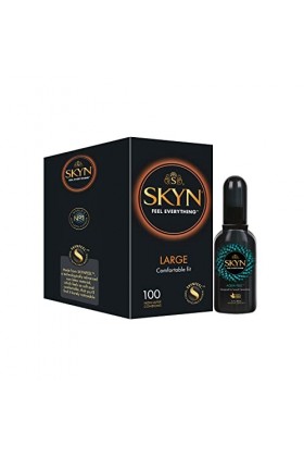 SKYN Large Lot de 100 Préservatifs Extra Larges XL + 1 lubrifiant SKYN Aqua Feel 80 mL / Préservatifs sans latex pour Hom
