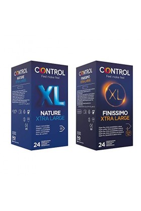 Control Control Condom Kit composé de 1 lot de préservatifs naturels XL 24 pièces et 1 boîte de préservatifs très fin XL 24 p