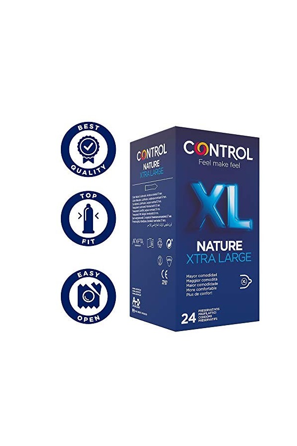 Control Control Condom Kit composé de 1 lot de préservatifs naturels XL 24 pièces et 1 boîte de préservatifs très fin XL 24 p