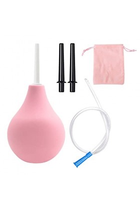 MIVAIUN 225 ml Poire À Lavement pour homme, Kit De Douche Intime En Silicone avec 2 buses, 1 Souple tubes