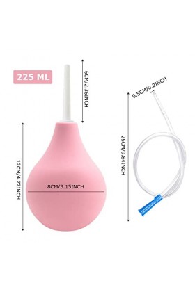 MIVAIUN 225 ml Poire À Lavement pour homme, Kit De Douche Intime En Silicone avec 2 buses, 1 Souple tubes