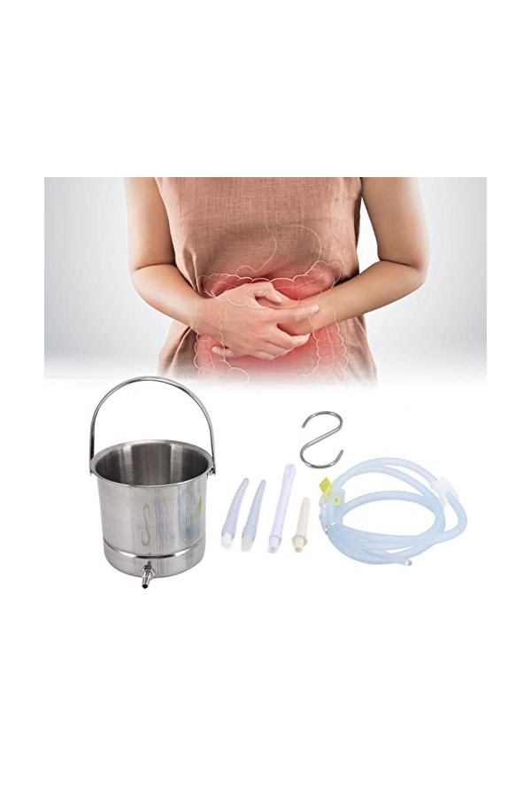 Headerbs Buses de Lavement, Kit de Seau de Lavement, Buses de Tuyau de Seau Domestique en Silicone de 1,6 L avec Sac de Range